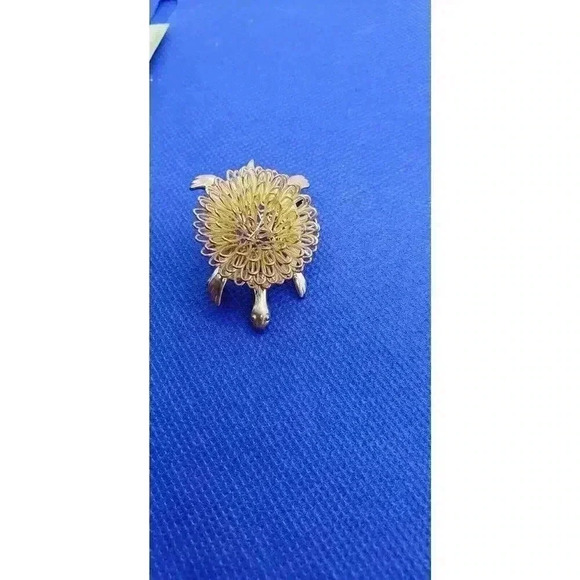 Vintage Brooch Turtle tortoise 10k Gold plated Wire Hand Wrapped Shell Figural - Picture 6 of 11